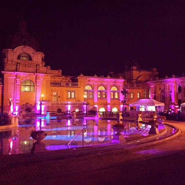 Getting ready for a ‘Sparty’ at the thermal baths! #lightson #musicup #budapest