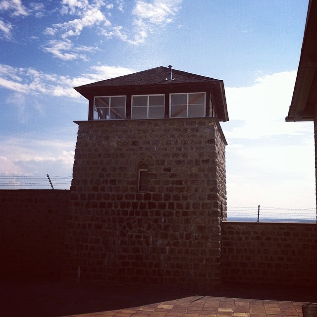 Spent the afternoon visiting Mauthausen concentration camp. Horrific. Somehow I now cannot wait to visit Normandy – where the process of liberation began!!! #visforvictory #lisforliberation #xisforthecross