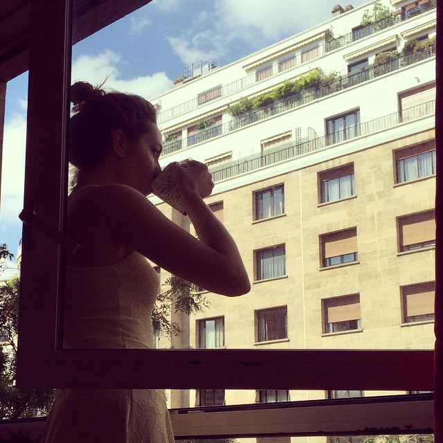 #Morning #tea overlooking a bustling #Parisian street before we head out from this gorgeous city. Always sad to leave! #wellalwayshaveparis