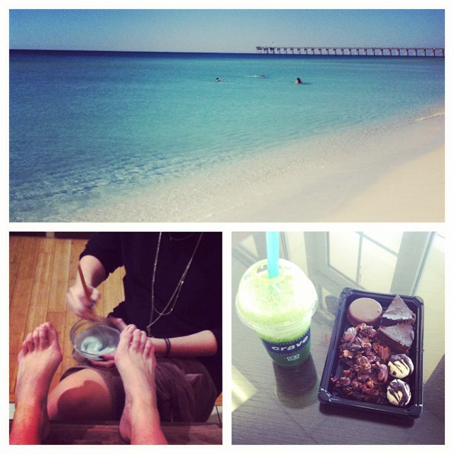 The most heavenly #SantaRosa #Island afternoon: #swimming in the #sea, a #luxe #pedi, and stumbling on a #healthy #treats gold mine at Wild Roots Organic shop: #green #smoothie and #raw #pastries!!  #loveFL #beachlife