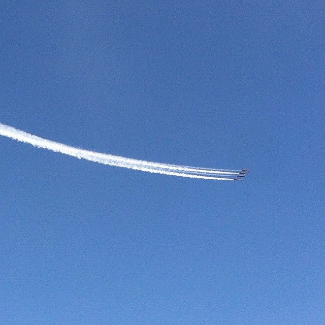 The Blue Angels getting in some practice, screaming over our little hotel! Such incredible power – always gives me chills!! #letsfly #blueangels #bluesky #flight