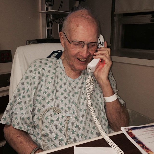 So so blessed by technology: got to talk to this sweet sweet man all the way from #Disneyland – he’ll undergo a Pacemaker removal and replacement tomorrow and we would appreciate all prayers for successful surgery and recovery! This is a man with a PhD in particle physics who used to advise the government at the highest levels – and now we are depending on today’s medical experts to keep him going. Thank you in advance for your #prayers for my grandfather!! ️