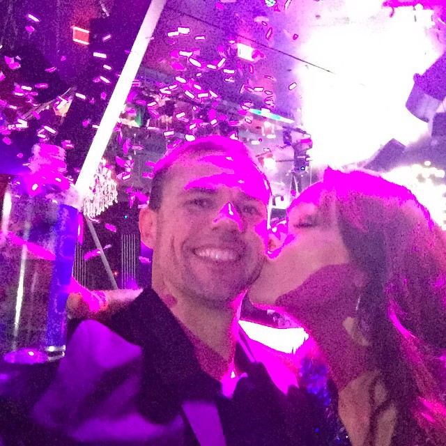 About last night: pink lights, confetti everywhere, a big smooch, and lots of – water!!  #NYE2015